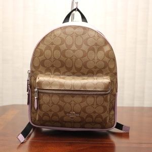 Coach Medium Charlie Backpack, Lilac/Silver